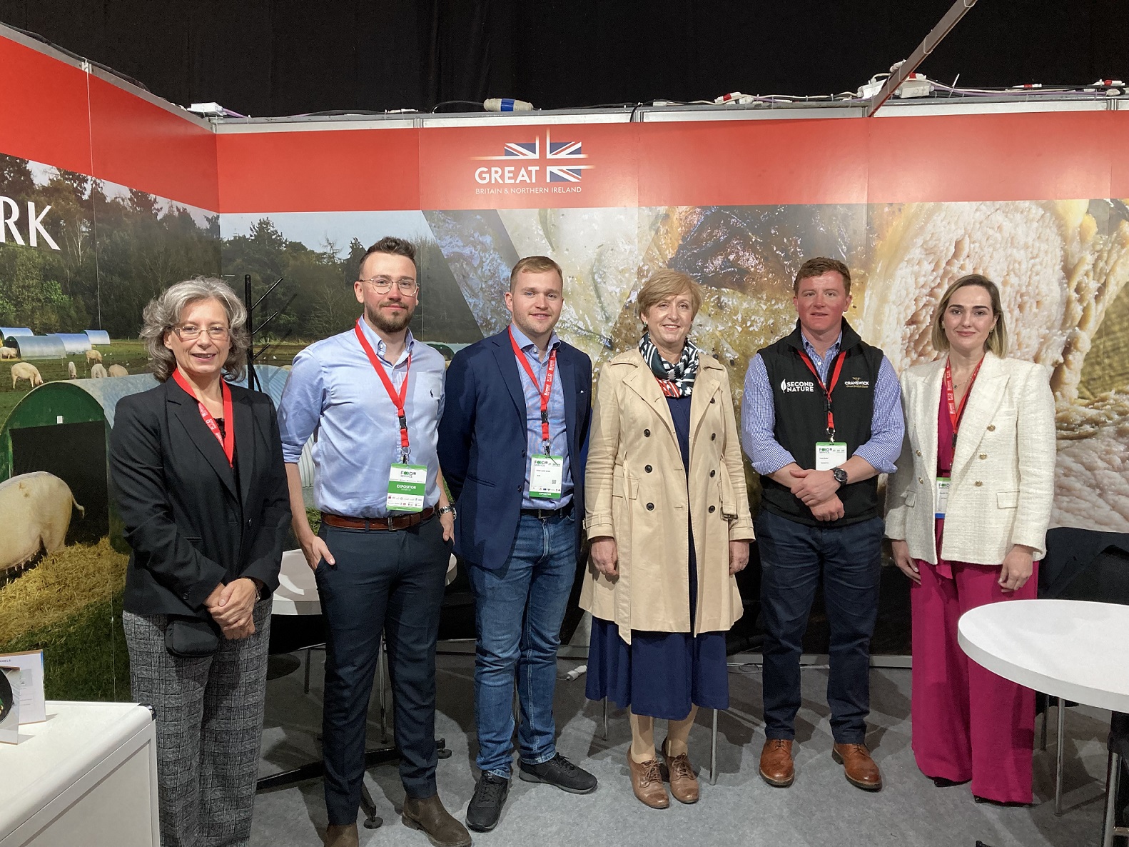 Group of six people stood on British stand at the Espacio food and service show in Chile